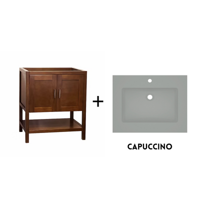 Monterey 30" Freestanding Bathroom Vanity with Solid Surface Integrated Sink Top