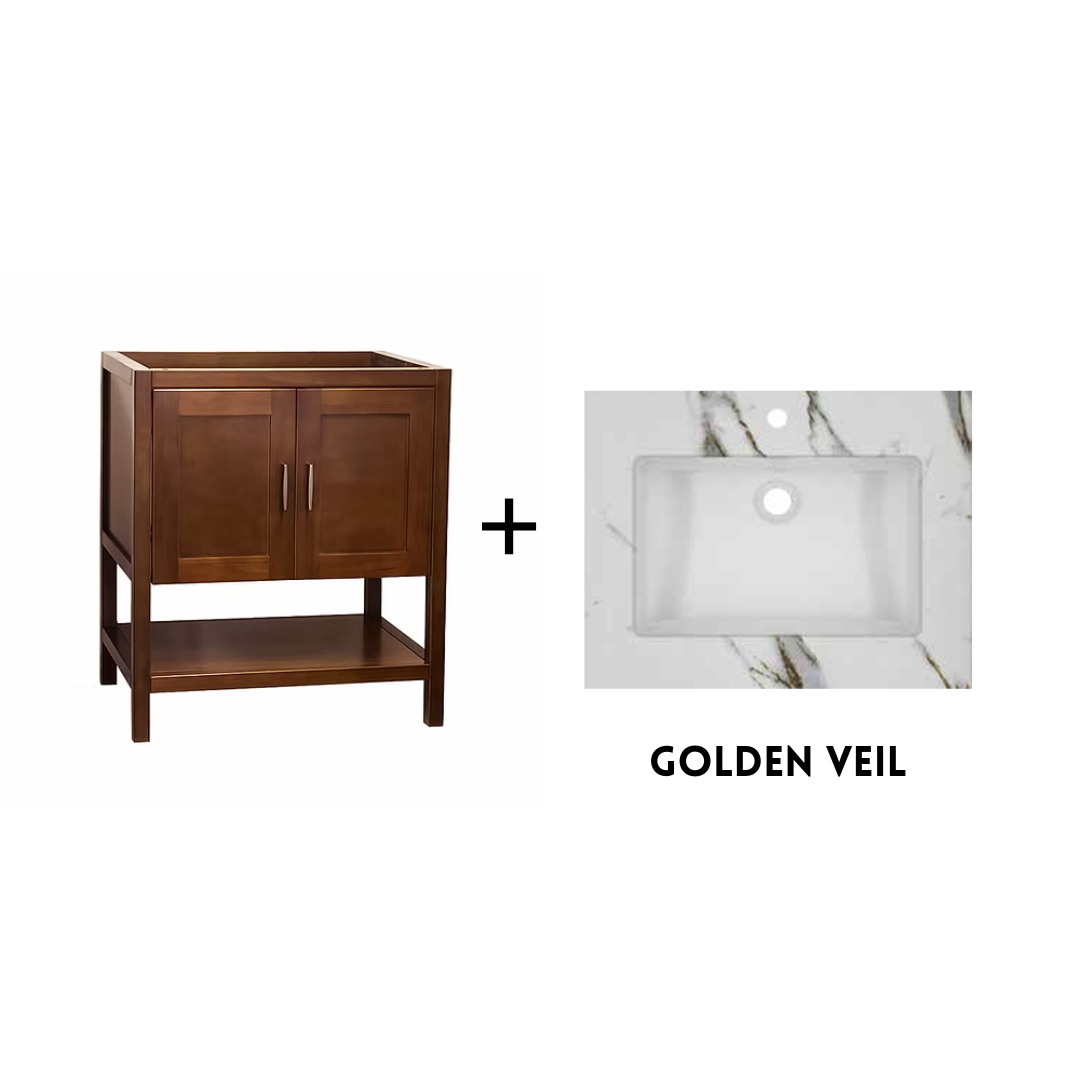 Monterey 30" Freestanding Bathroom Vanity with Solid Surface Integrated Sink Top