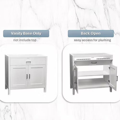 Newport 30" Freestanding Bathroom Vanity with Solid Surface Integrated Sink Top