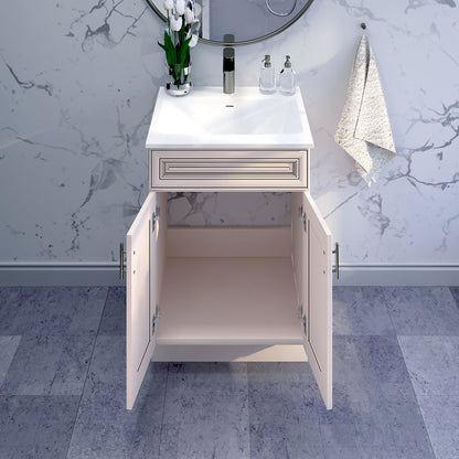 RTA Antique White Raised Panel 24" Freestanding Bathroom Vanity Sink Base with Optional Quartz or Ceramic Countertop