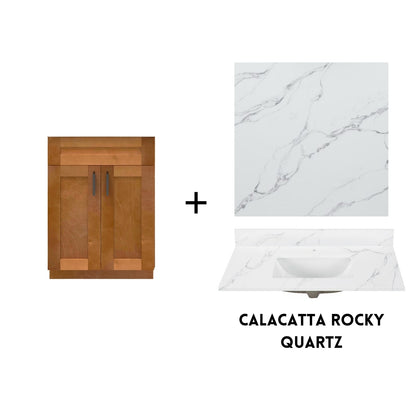 RTA Maple Shaker 24" Freestanding Bathroom Vanity Sink Base with Optional Quartz or Ceramic Countertop