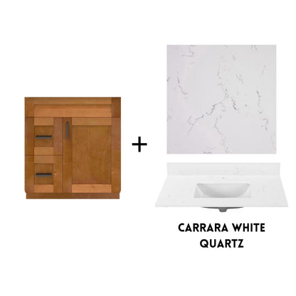 RTA Maple Shaker 30" Freestanding Bathroom Vanity Combo Base with Optional Quartz or Ceramic Countertop
