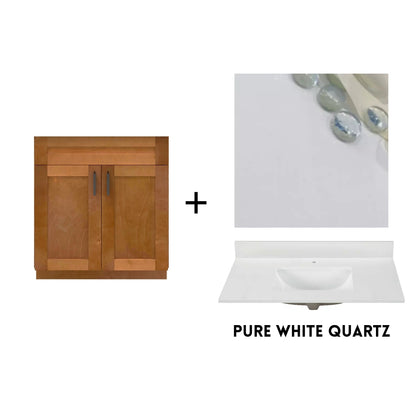 RTA Maple Shaker 30" Freestanding Bathroom Vanity Sink Base with Optional Quartz or Ceramic Countertop