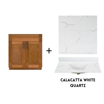 RTA Maple Shaker 30" Freestanding Bathroom Vanity Sink Base with Optional Quartz or Ceramic Countertop
