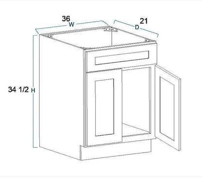 RTA Maple Walnut Raised Panel 36" Freestanding Bathroom Vanity Sink Base with Optional Quartz or Ceramic Countertop