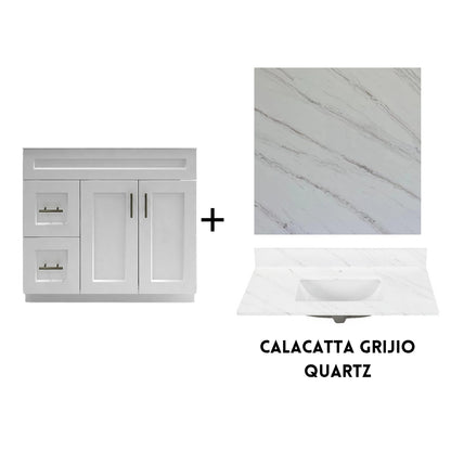 RTA White Shaker 36" Freestanding Bathroom Vanity Combo Base with Optional Quartz or Ceramic Countertop