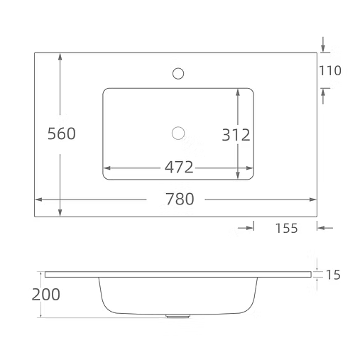 Solid Surface Polyurethane Resin Integrated Vanity Top