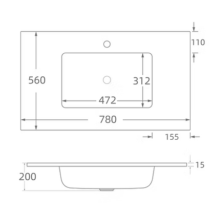 Solid Surface Polyurethane Resin Integrated Vanity Top
