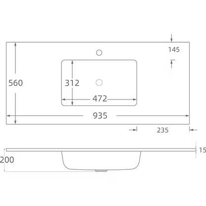 Solid Surface Polyurethane Resin Integrated Vanity Top