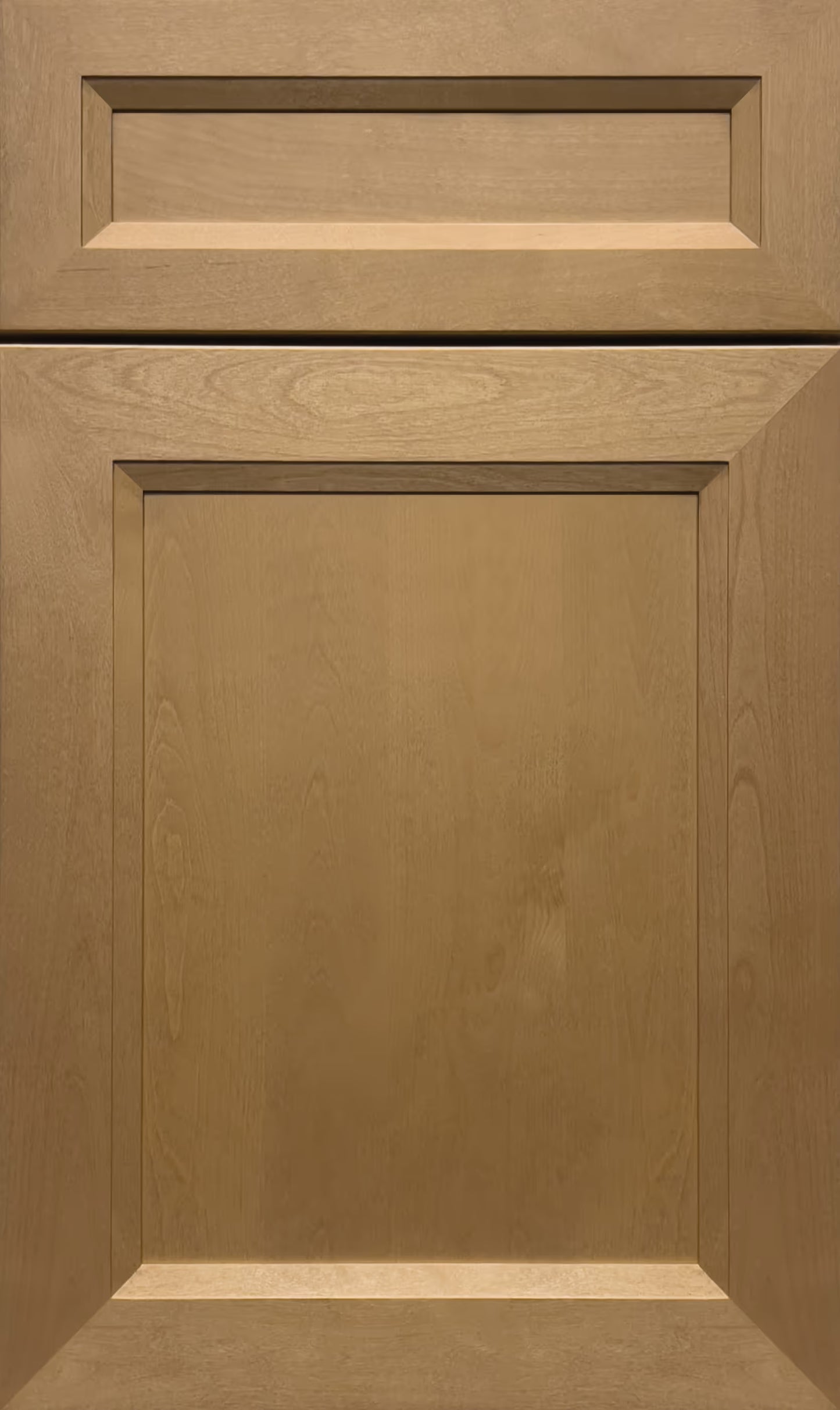 Butterscotch Double Shaker kitchen cabinet door sample in solid birch, American framed full overlay, JK Collection