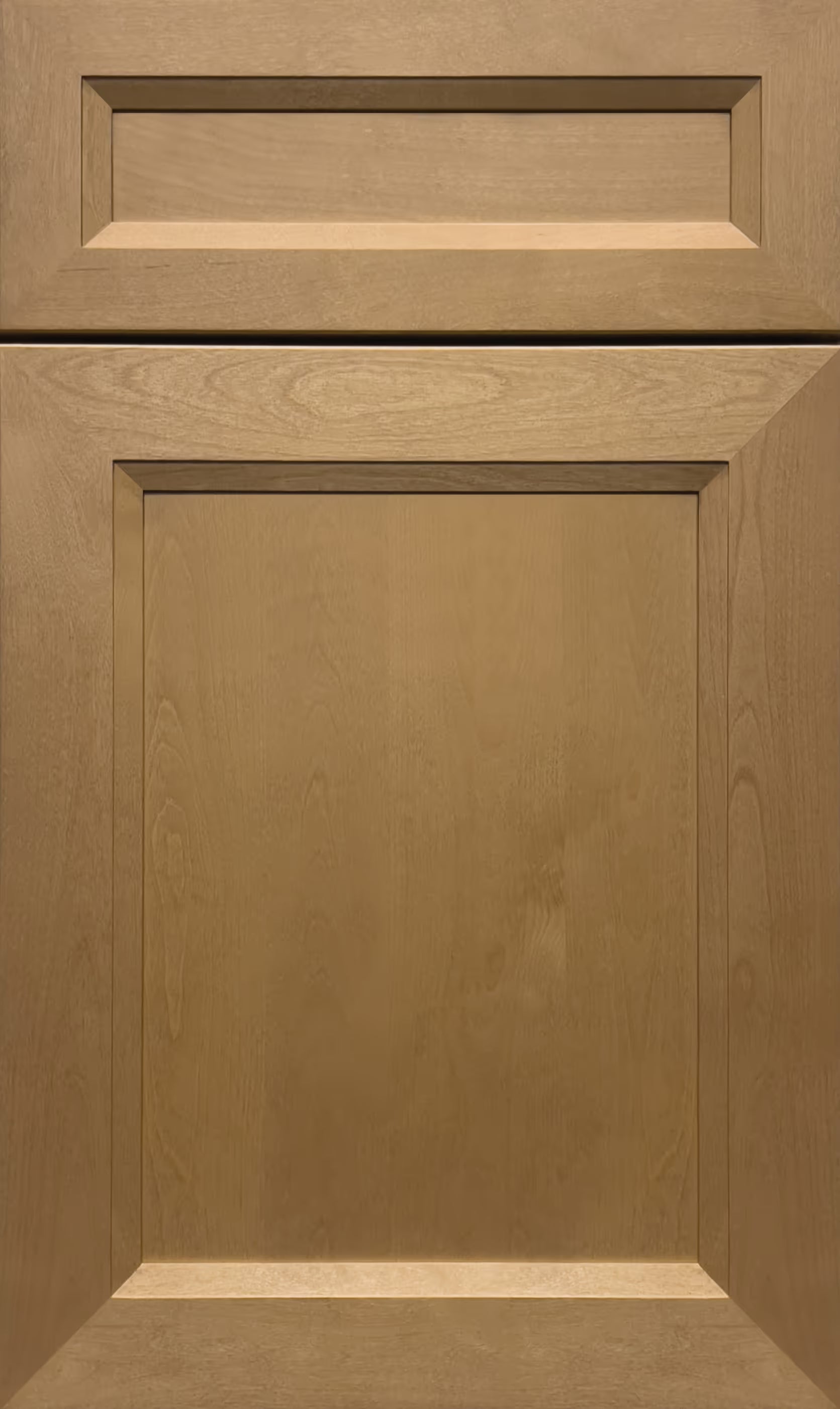 Butterscotch Double Shaker kitchen cabinet door sample in solid birch, American framed full overlay, JK Collection
