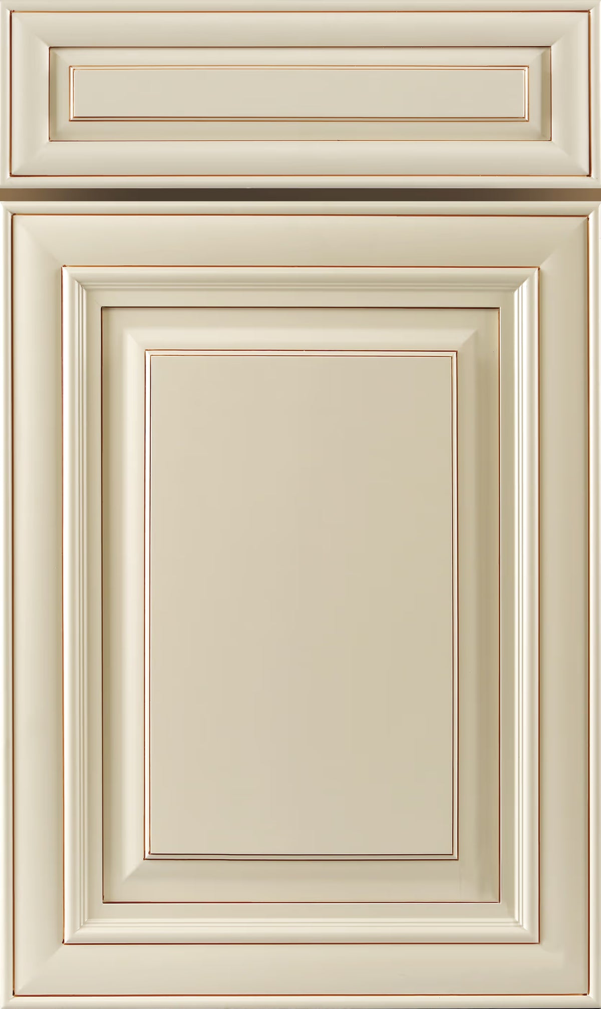Creme Glazed Raised Panel kitchen cabinet door sample in solid birch, American framed full overlay, JK Collection