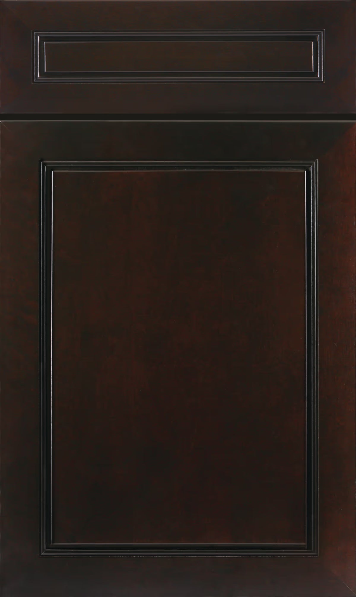 K-Series Espresso kitchen cabinet door sample in solid birch, American framed full overlay, JK Collection