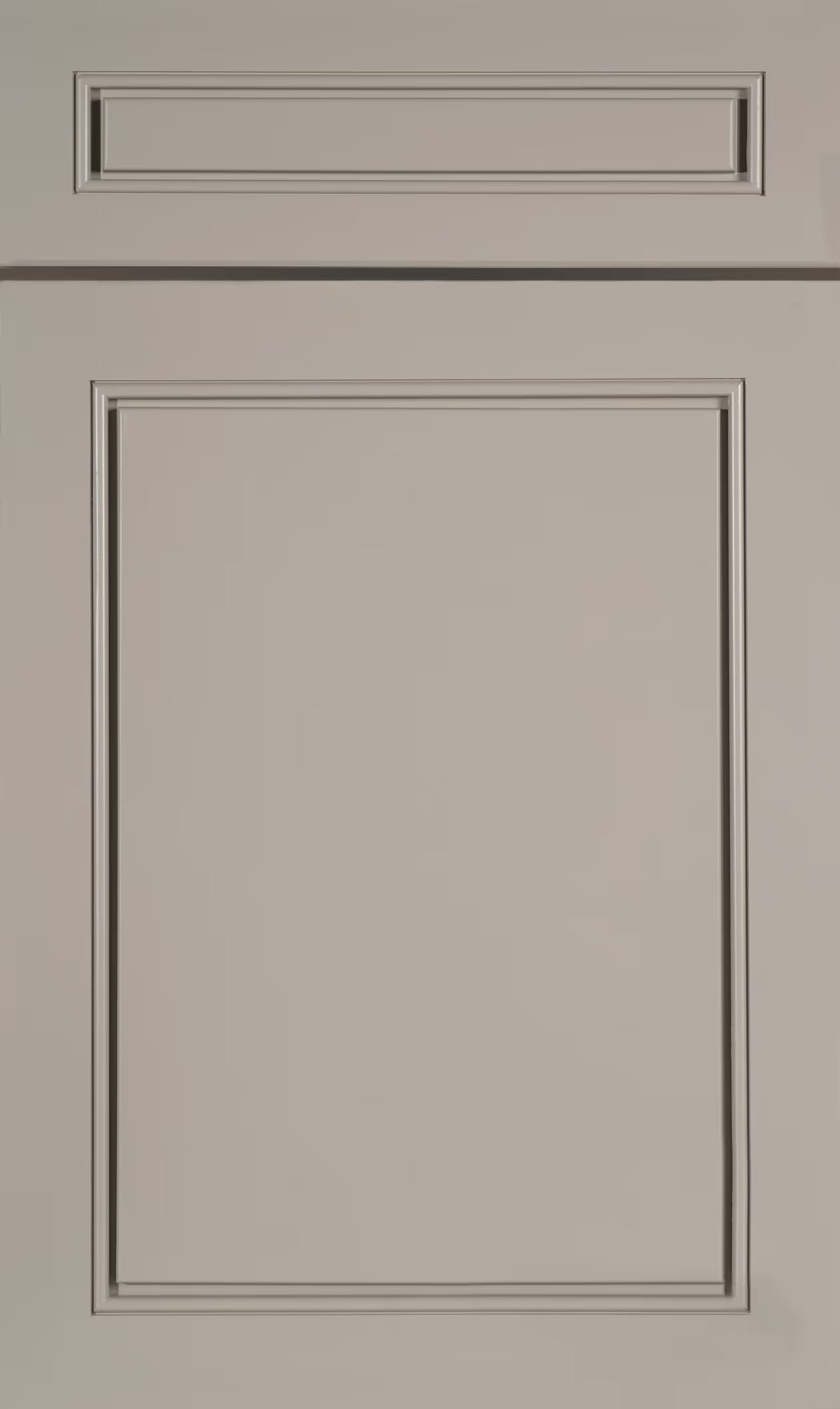 K-Series Greige kitchen cabinet door sample in solid birch, American framed full overlay, JK Collection