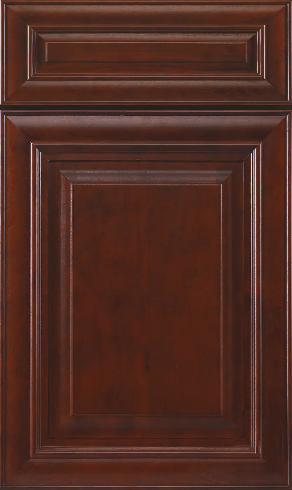 Mahogany Raised Panel kitchen cabinet door sample in solid birch, American framed full overlay, JK Collection