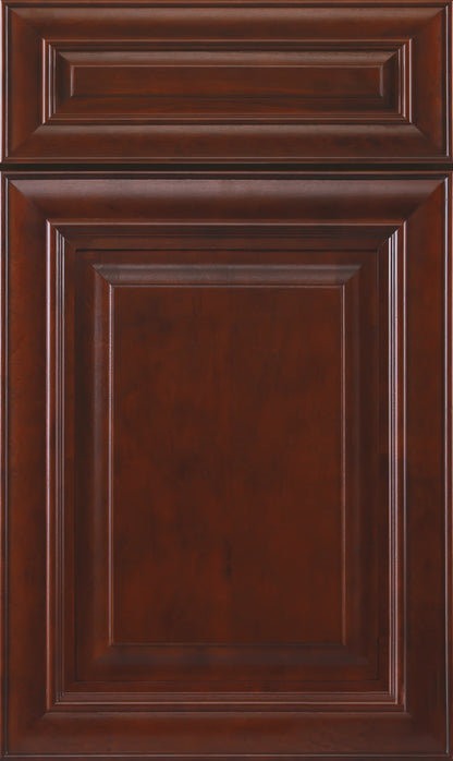 Mahogany Raised Panel kitchen cabinet door sample in solid birch, American framed full overlay, JK Collection