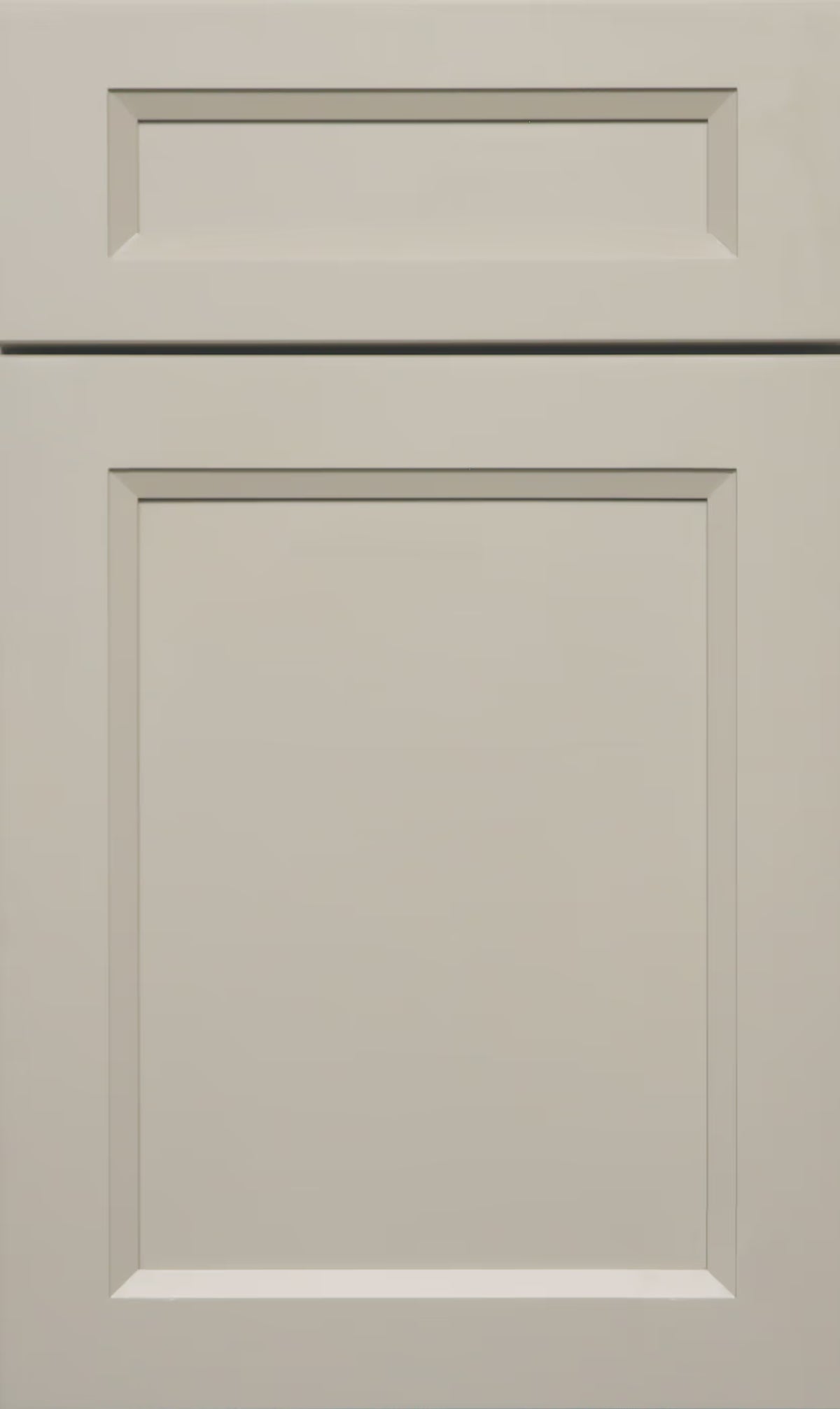Pebble Grey Double Shaker kitchen cabinet door sample in solid birch, American framed full overlay, JK Collection