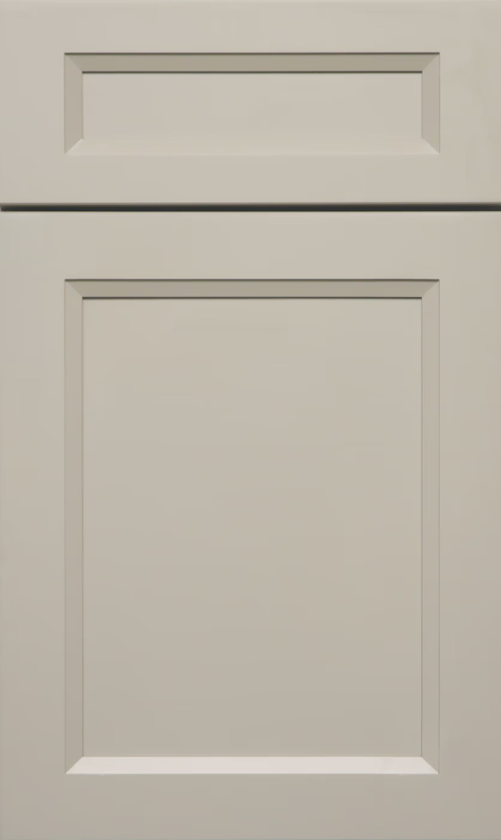 Pebble Grey Double Shaker kitchen cabinet door sample in solid birch, American framed full overlay, JK Collection