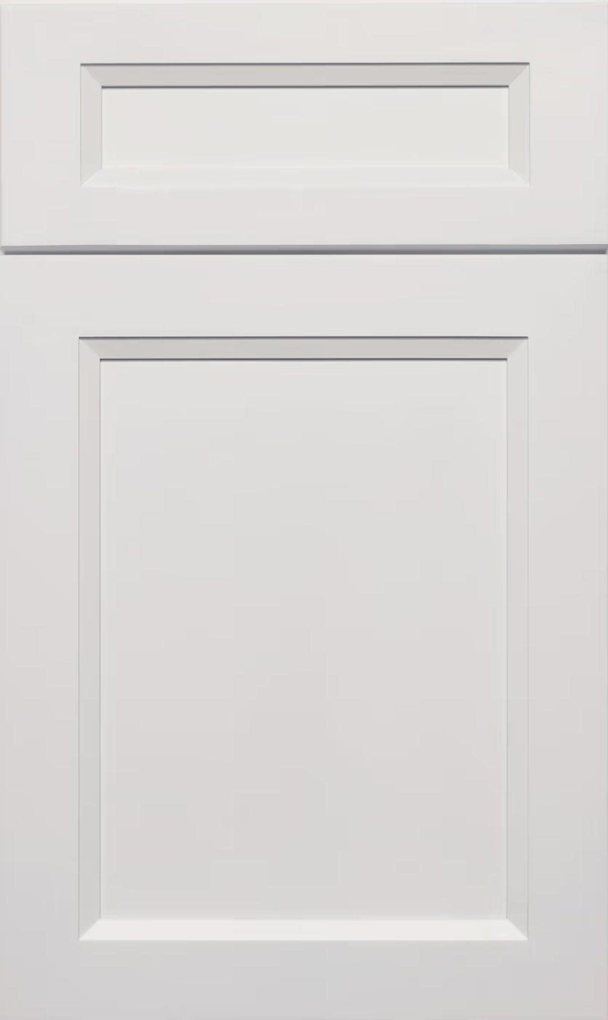 Pure White Double Shaker kitchen cabinet door sample in solid birch, American framed full overlay, JK Collection