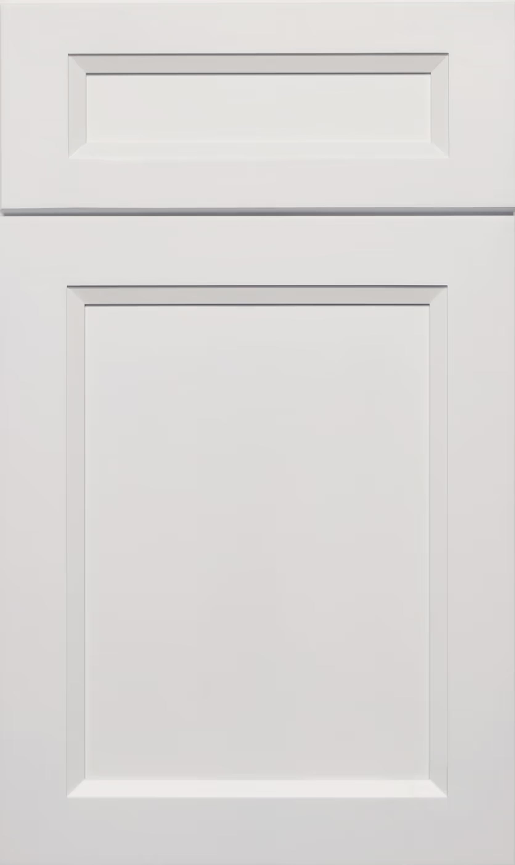 Pure White Double Shaker kitchen cabinet door sample in solid birch, American framed full overlay, JK Collection