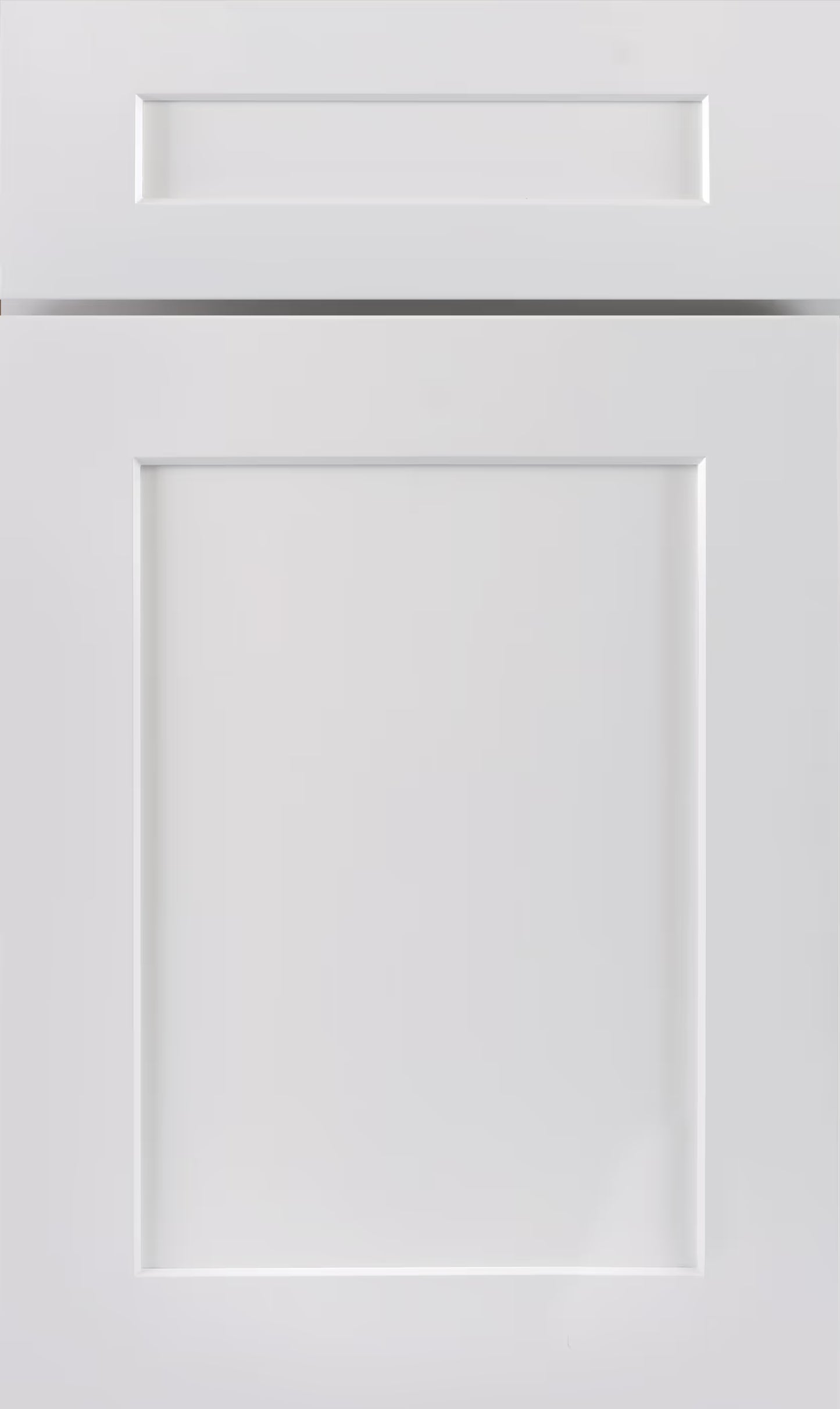 White Shaker kitchen cabinet door sample in solid birch, American framed full overlay, JK Collection