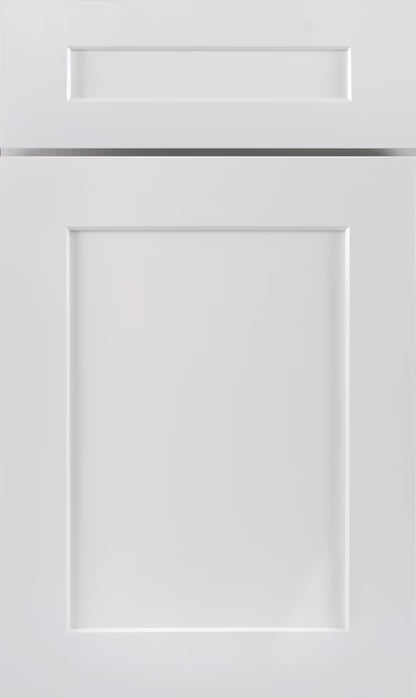 White Shaker kitchen cabinet door sample in solid birch, American framed full overlay, JK Collection