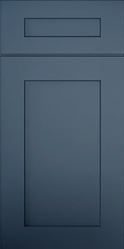 Aria Blue Shaker kitchen cabinet door sample in solid birch, American framed full overlay, JRL Collection