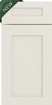 Cream White Shaker kitchen cabinet door sample in solid birch, American framed full overlay, JRL Collection