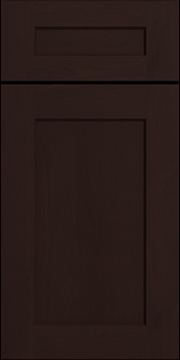 Ebony Shaker kitchen cabinet door sample in solid birch, American framed full overlay, JRL Collection