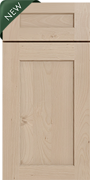Unfinished Birch Shaker kitchen cabinet door sample in solid birch, American framed full overlay, JRL Collection