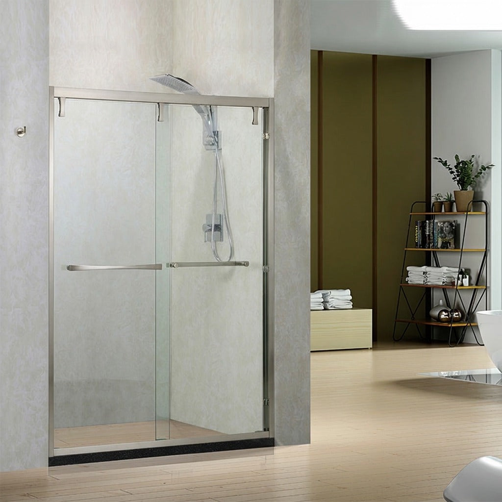 Astrid Semi-Frameless Double Sliding Shower Door in Brushed Nickel