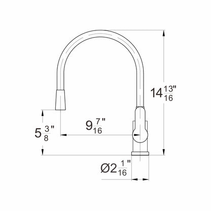 Bertil kitchen faucet with flexible black spout dimension drawing