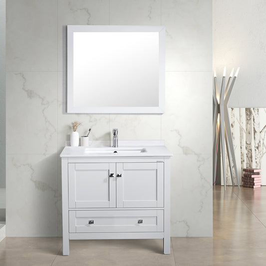 Elvin 30" Freestanding Bathroom Vanity with Carrara Quartz Top and Porcelain Undermount Sink