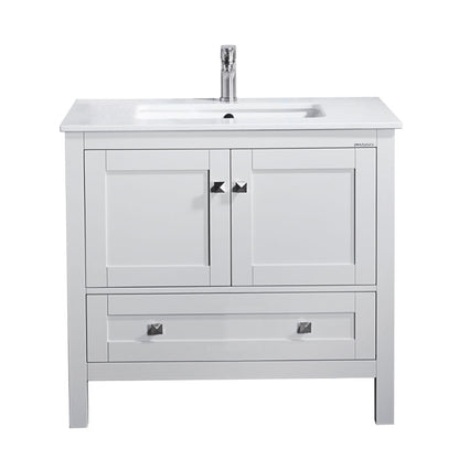 Elvin 30" Freestanding Bathroom Vanity with Carrara Quartz Top and Porcelain Undermount Sink