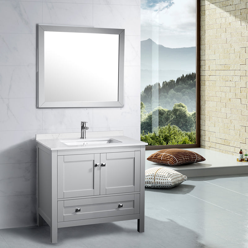 Elvin 30" Freestanding Bathroom Vanity with Carrara Quartz Top and Porcelain Undermount Sink