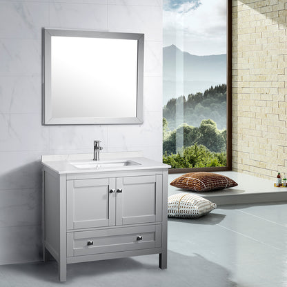 Elvin 30" Freestanding Bathroom Vanity with Carrara Quartz Top and Porcelain Undermount Sink