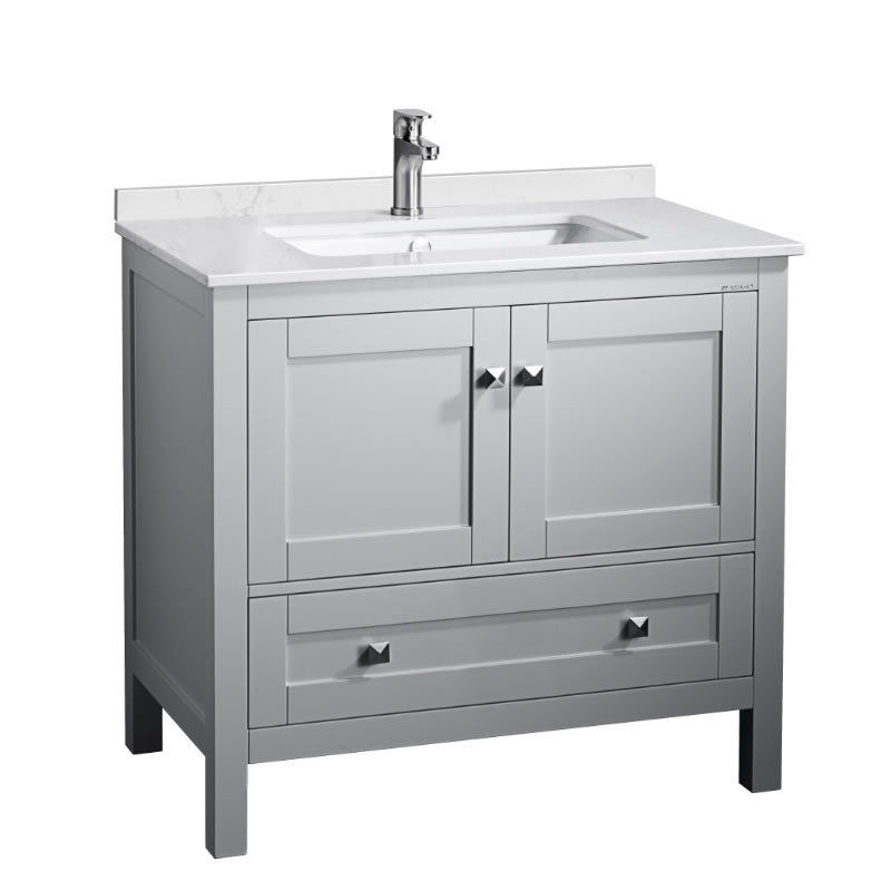 Elvin 30" Freestanding Bathroom Vanity with Carrara Quartz Top and Porcelain Undermount Sink