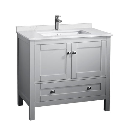 Elvin 30" Freestanding Bathroom Vanity with Carrara Quartz Top and Porcelain Undermount Sink