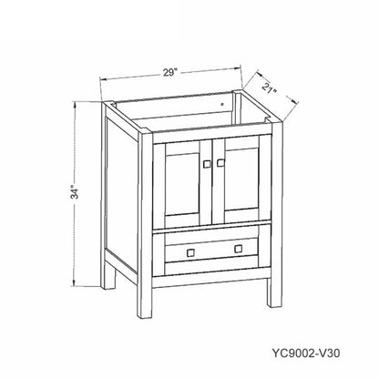 Elvin 30" Freestanding Bathroom Vanity with Carrara Quartz Top and Porcelain Undermount Sink