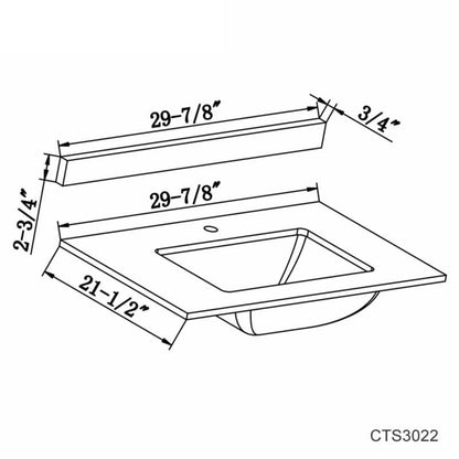 Elvin 30" Freestanding Bathroom Vanity with Carrara Quartz Top and Porcelain Undermount Sink