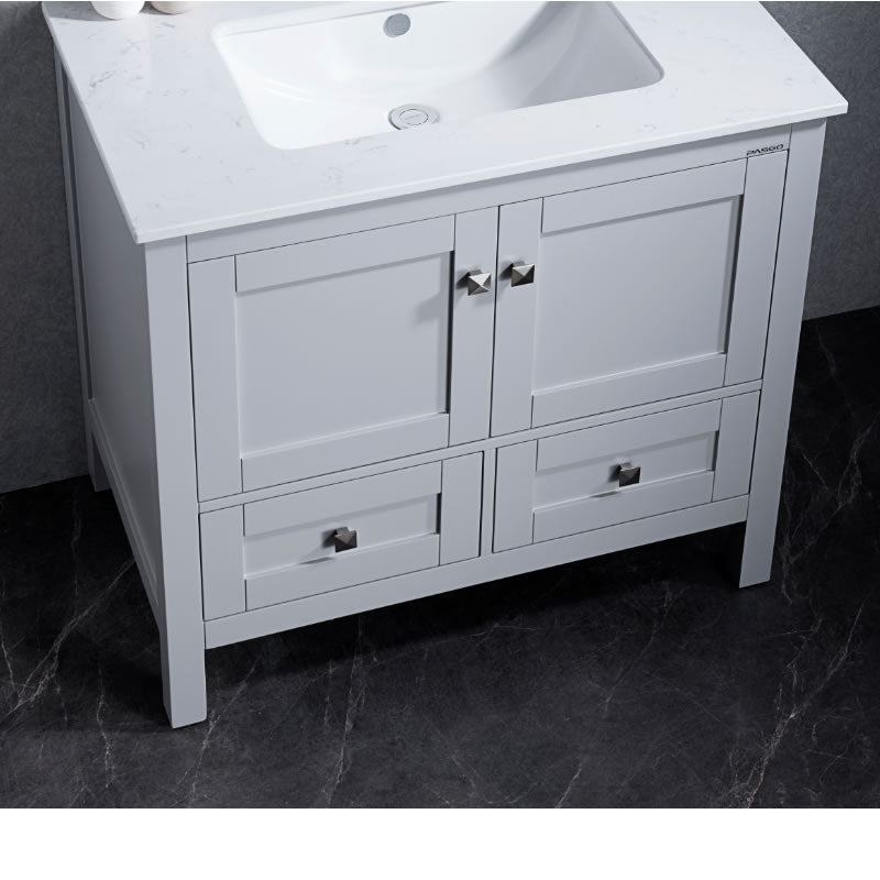 Elvin 36" Freestanding Bathroom Vanity with Carrara Quartz Top and Porcelain Undermount Sink