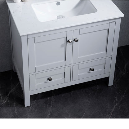 Elvin 36" Freestanding Bathroom Vanity with Carrara Quartz Top and Porcelain Undermount Sink