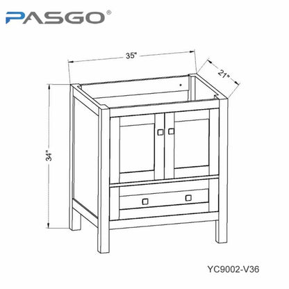 Elvin 36" Freestanding Bathroom Vanity with Carrara Quartz Top and Porcelain Undermount Sink