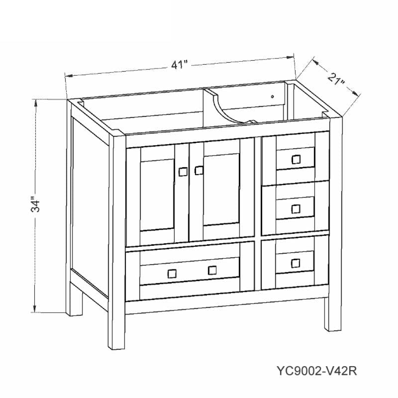 Elvin 42" Freestanding Bathroom Vanity with Carrara Quartz Top and Porcelain Undermount Sink