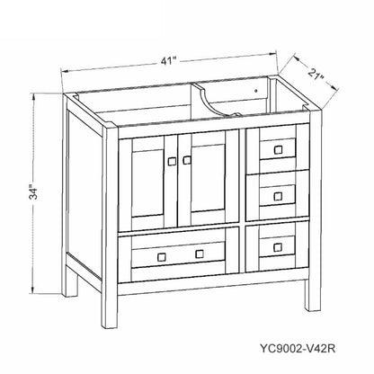 Elvin 42" Freestanding Bathroom Vanity with Carrara Quartz Top and Porcelain Undermount Sink