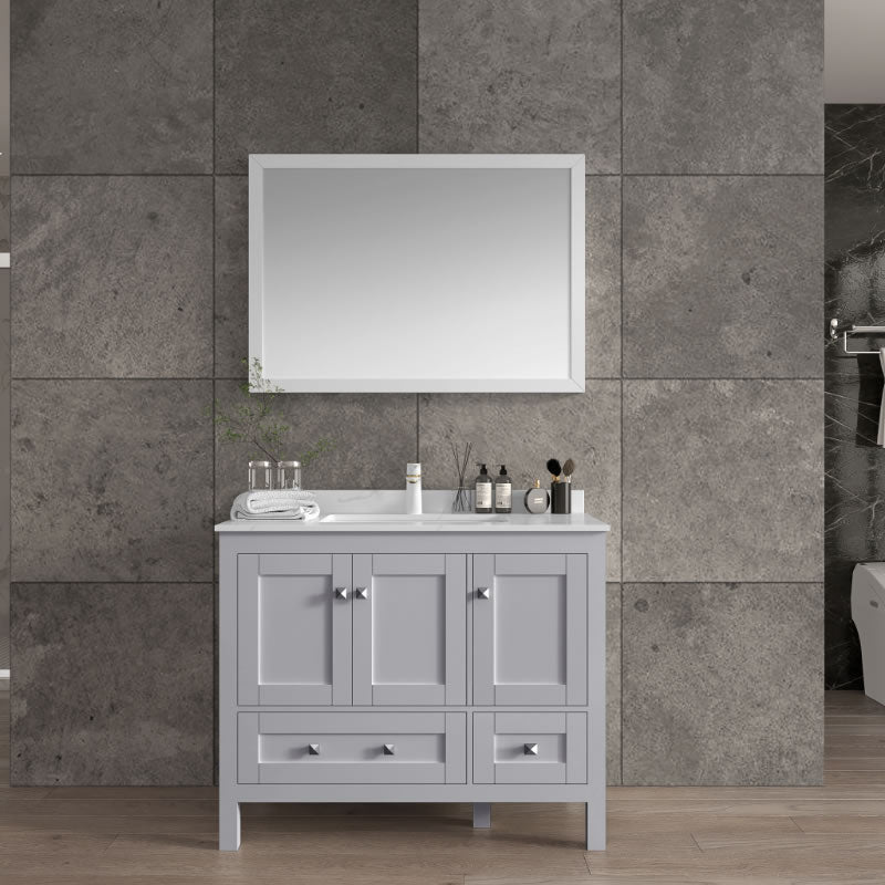 Elvin 42" Freestanding Bathroom Vanity with Carrara Quartz Top and Porcelain Undermount Sink
