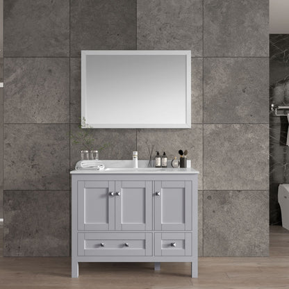 Elvin 42" Freestanding Bathroom Vanity with Carrara Quartz Top and Porcelain Undermount Sink