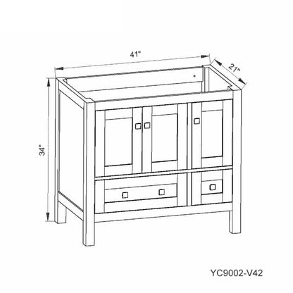 Elvin 42" Freestanding Bathroom Vanity with Carrara Quartz Top and Porcelain Undermount Sink