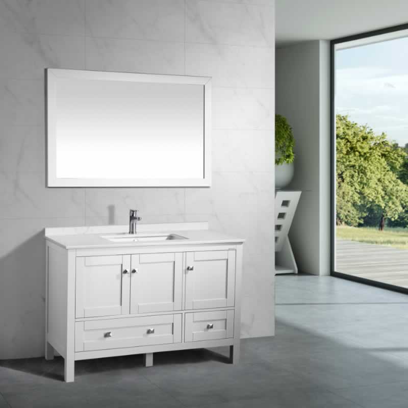 Elvin 48" Freestanding Bathroom Vanity with Carrara Quartz Top and Porcelain Undermount Sink