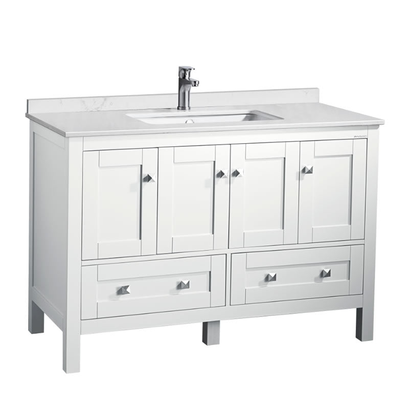 Elvin 48" Freestanding Bathroom Vanity with Carrara Quartz Top and Porcelain Undermount Sink